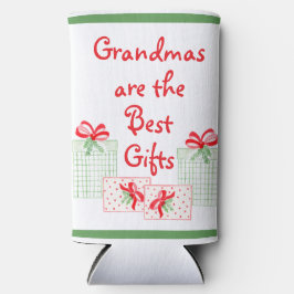 水の色の休日をパーソナライズおばあちゃん スリム缶クーラー