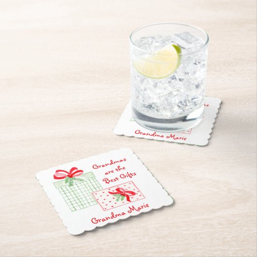 水の色の休日をパーソナライズおばあちゃん ペーパーコースター (インサイチュ)