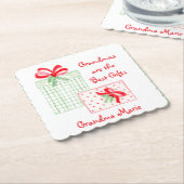 水の色の休日をパーソナライズおばあちゃん ペーパーコースター (アングル)