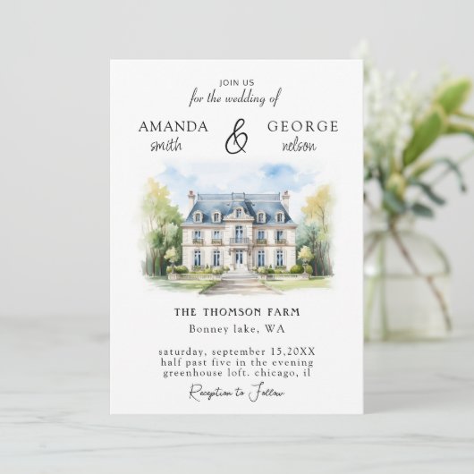 水の色の会場結婚の 招待状 (スタンド正面)