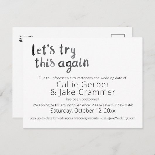 水の色の再試行結婚の延期はがき ポストカード (正面/裏面)