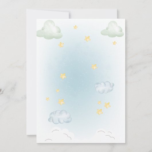 水の色の冒険が赤ちゃんのシャワーを待つ 招待状 (裏面)