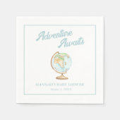 水の色の冒険が赤ちゃんシャワーナプキンスを待つ スタンダードカクテルナプキン (正面)