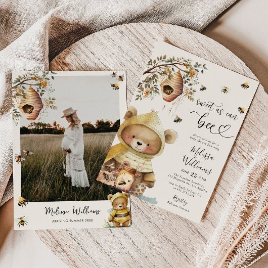 水の色の写真の甘いとしてベビーシャワー 招待状