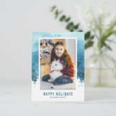 水の色の冬のシーンのクリスマスフォト シーズンポストカード (スタンド正面)