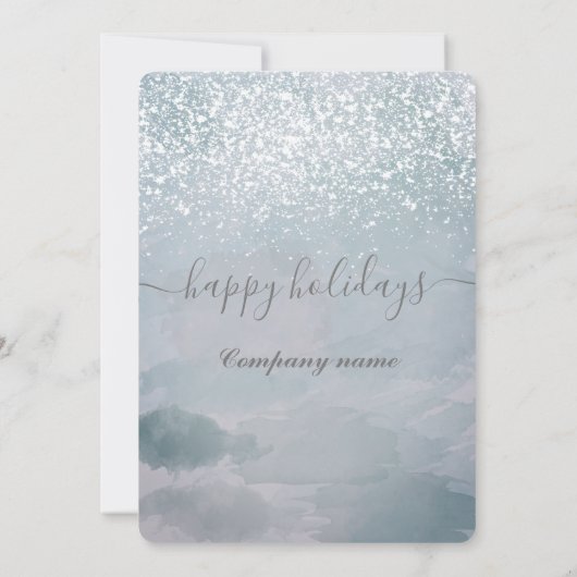 水の色の冬のシーンのホリデーパーティー会社 招待状 (裏面)