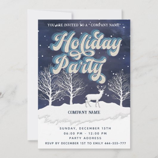 水の色の冬のシーンのホリデーパーティー会社 招待状 (正面)