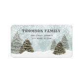 水の色の冬のシーンホリデー ラベル (正面)