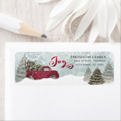 水の色の冬のシーン赤いトラック喜び休日 ラベル (インサイチュ)