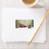 水の色の冬のシーン赤いトラック喜び休日 ラベル (インサイチュ)