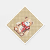 水の色の冬のテディベア水玉模様 スタンダードランチョンナプキン (角)