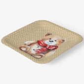 水の色の冬のテディベア水玉模様 ペーパープレート (傾斜あり)