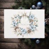 水の色の冬のフローラクリスマスリース平和 シーズンポストカード