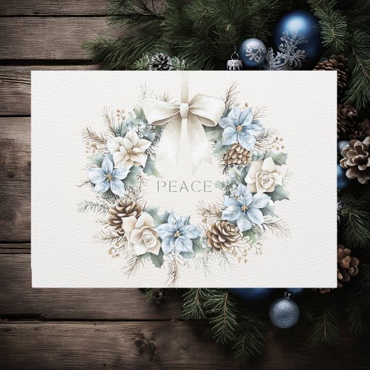 水の色の冬のフローラクリスマスリース平和 シーズンポストカード