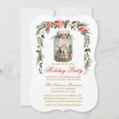 水の色の冬のフローラメイソンジャールホリデーパーティー 招待状 (正面)