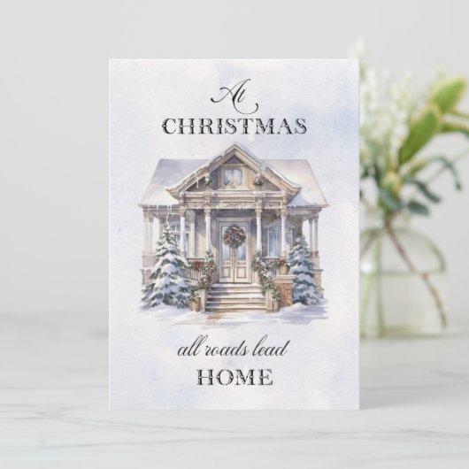 水の色の冬のホームクリスマスグリーティング シーズンカード (スタンド正面)