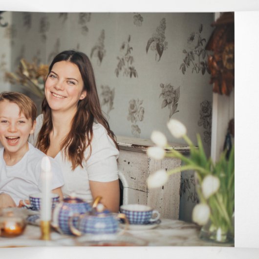 水の色の冬のホームクリスマスグリーティング 三つ折りカード (内部中)