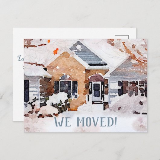 水の色の冬のホーム、我々移動 案内ポストカード (正面/裏面)