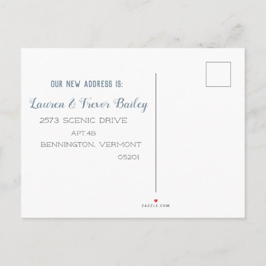 水の色の冬のホーム、我々移動 案内ポストカード (裏面)