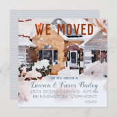 水の色の冬のホーム、我々移動 案内状 (正面/裏面)