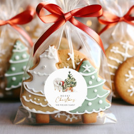 水の色の冬の居心地の良いクリスマス ラウンドシール