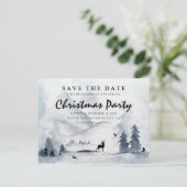 水の色の冬の山のクリスマス日付を保存 インビテーションポストカード (スタンド正面)