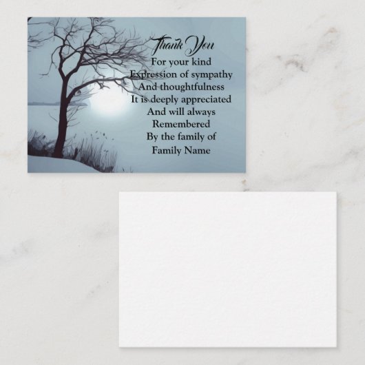 水の色の冬の木ありがとう ノートカード (正面/裏面)