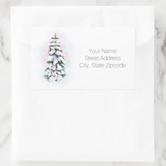 水の色の冬の木のビネットの木のラベル 長方形シール (バッグ)