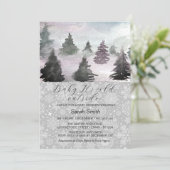 水の色の冬の木の森の赤ちゃんシャワー シーズンカード (スタンド正面)