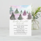 水の色の冬の木の森の赤ちゃんシャワー シーズンカード (スタンド正面)