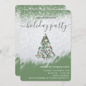 水の色の冬の松の木のホリデーパーティー会社 招待状 (正面/裏面)