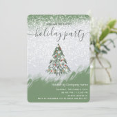 水の色の冬の松の木のホリデーパーティー会社 招待状 (スタンド正面)