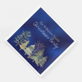 水の色の冬の森の夜のシンプル木 (コーナー)