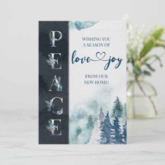 水の色の冬の森の平和ラブジョームービング 案内状 (スタンド正面)