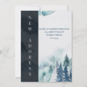 水の色の冬の森の平和ラブジョームービング 案内状 (裏面)