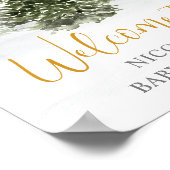 水の色の冬の森の金ゴールド赤ちゃんシャワーへようこそ ポスター (角)