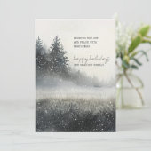 水の色の冬の森の雪フラットホリデーカード シーズンカード (スタンド正面)