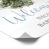 水の色の冬の森の青いベビーシャワーへようこそ ポスター (角)