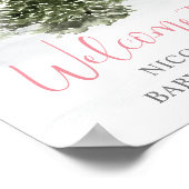 水の色の冬の森ピンクの赤ちゃんシャワーへようこそ ポスター (角)