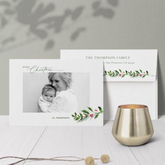 水の色の冬の緑のクリスマスモダンの写真 シーズンカード