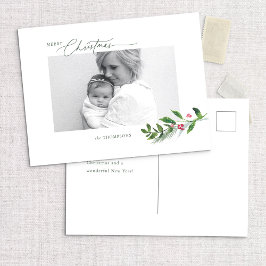 水の色の冬の緑のクリスマスモダンの写真 ポストカード