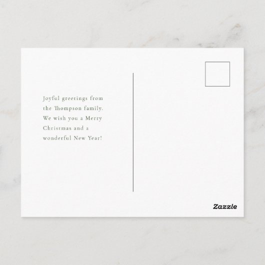 水の色の冬の緑のクリスマスモダンの写真 ポストカード (裏面)