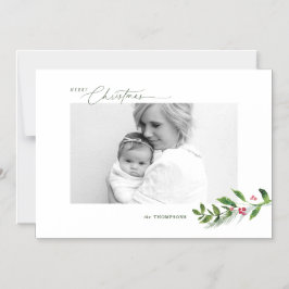 水の色の冬の緑のクリスマスモダンの写真 マグネット招待状