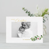 水の色の冬の緑のクリスマスモダンの写真 箔シーズンカード (立ち正面)