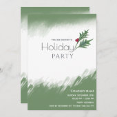 水の色の冬の緑のホリデーパーティー 招待状 (正面/裏面)
