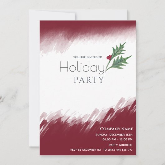 水の色の冬の緑のホリデーパーティー 招待状 (正面)