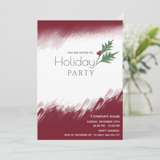 水の色の冬の緑のホリデーパーティー 招待状 (スタンド正面)