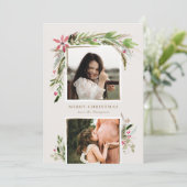 水の色の冬の緑のホリデーフォトカード シーズンカード (スタンド正面)