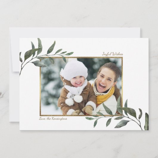 水の色の冬の緑の休日クリスマスフォト シーズンカード (正面)