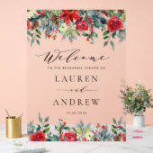 水の色の冬の開花ガーランズリハーサルディナー アクリルサイン (ウェディング)